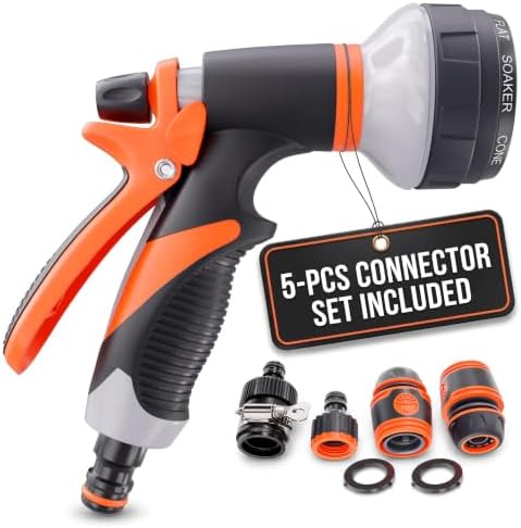 8 Pattern Garden Leak Proof Hose Nozzle Water High Pressure Sprayer by VIKROM