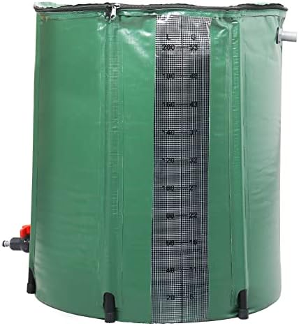 50 Gallon Collapsible Rain Barrel, Rain Catcher Barrel, Portable Rainwater Collection System with Volume Scale Mark, Spigots and Overflow Kit, Rain Water Barrel Collector for Garden, Green by Doredo