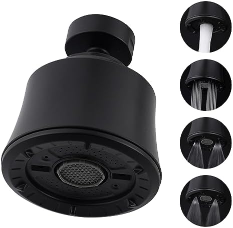 Kitchen Sink Faucet Head 4 Modes, 360° Swivel Faucet Aerator Adapter, Black by iFealClear