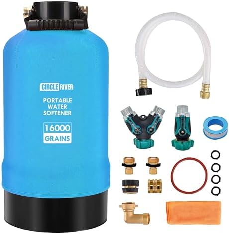 RV Water Softener with Water Hose, 16000 Grains by CircleRiver