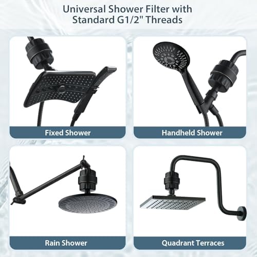 BRIGHT SHOWERS Shower Filter, High Output Shower Head Filter, 3-Stage Filtration for Hard Water & Chlorine Removal, Improves Skin, Hair & Nails, Universal Fit, Oil Rubbed Bronze - Image 4
