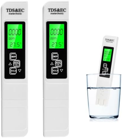 2026 4-in-1 Digital Water Tester 2PCS, 0-9999PPM TDS/EC/Hardness/Temperature Meter, Water Quality Tester for Drinking Water, Pool, Aquarium, RO System, Hydroponics (Batteries Not Included) by FORIOT