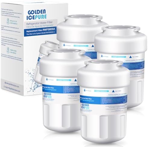 GOLDEN ICEPURE RWF0600A Refrigerator Water Filter Replacement for GE MWF, MWFP, GWF, HDX FMG-1, Kenmore 9991, GSE25GSHECSS, Refrigerator Water Filter 4PACK by GOLDENICEPURE