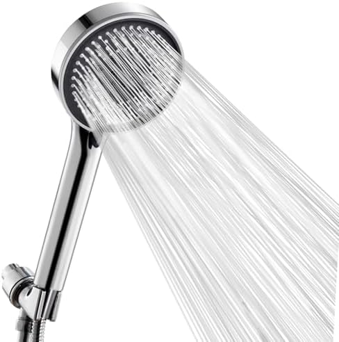 Handheld Shower Head, High Pressure Shower Head With 80" Hose And Adjustable Bracket, Anti-Clog Nozzles, 5 Spray Setting Showerhead, Chrome by Xixitaihao