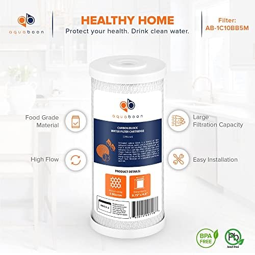 Aquaboon 5 Micron 10x4.5 Carbon Block Water Filters Whole House CTO Water Filter Replacement Cartridge Compatible with FXHTC, CB-BB-10, EP-BB, 2-Pack - Image 5
