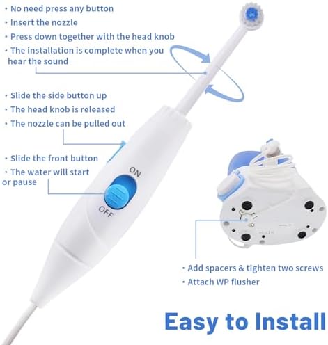 Replacement Hose and Handle Parts Compatible with Waterpik Water Flosser WP-100 WP-300 WP-660 WP-900 Series Oral Irrigator, Plastic Handle, Oral Hygiene Accessories (Slide Switch) - Image 5