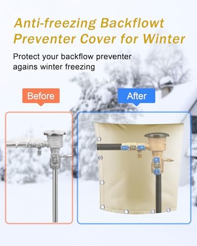 Backflow Preventer Pipe Insulation Cover (5°F), POROLIR 24"X24" Thicker Pressure Vacuum Breaker Cover, Water Well Pump Sprinkler Valve Cover for Winter Freeze Protection, Khaki - Image 3
