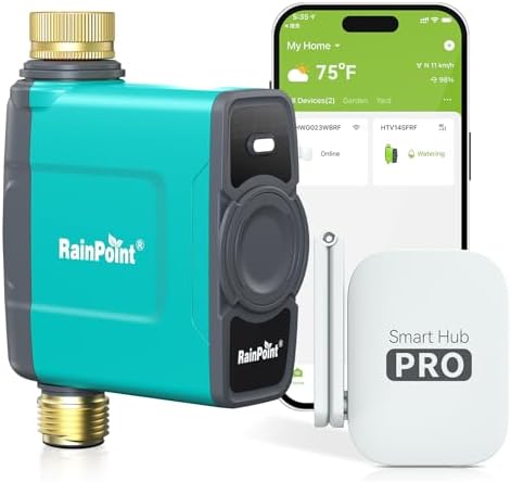 RAINPOINT WiFi Water Timer for Garden Hose, WiFi Sprinkler Controller, Smart Hose Timer Valve, Automatic Drip Irrigation System/Rain Delay for Garden/Lawn/Yard (Mint Green) by RainPoint