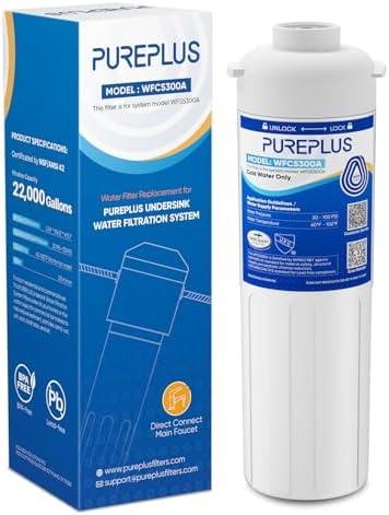 PUREPLUS WFC5300A Under Sink Water Filter, 22000 Gallons, 99.99% Chlorine Reduction, NSF/ANSI Certified, Replacement for WFS5300A Under Counter Water Filtration System by PUREPLUS