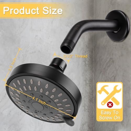AISOSO High Pressure Rain Shower Head 5 Modes 4.1 Inch Oil Rubbed Bronze - Image 2