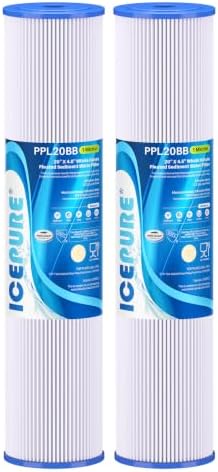 ICEPURE 1 Micron 20" x 4.5" Whole House Pleated Sediment Filter, 2 Pack by ICEPURE