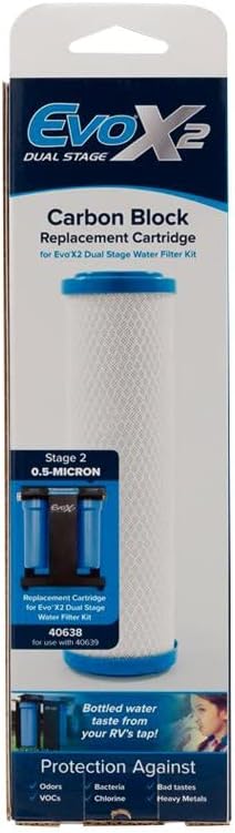 Camco Evo X2 0.5-Micron Carbon Block RV Water Filter Replacement Cartridge - Compatible with Evo X2 & Evo X3 Premium RV Water Filter Kits - Removes Sediment & Particles & Reduces Chlorine (40638) - Image 5