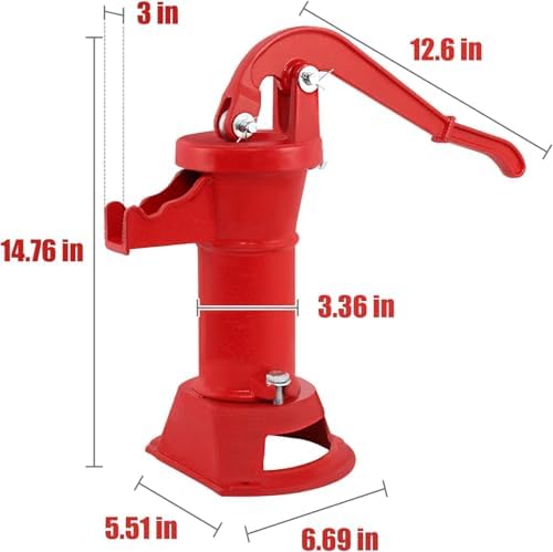 Hand Well Pitcher Pump, Cast Iron Hand Water Pump with Ergonomic Handle, 25ft Max Lift, Manual Water Transfer Pump for Outdoor Home Garden Yard Pond Farm - Image 3