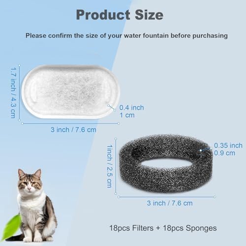 Cat Water Fountain Filters, 48 Pack Replacement Filters for 108oz/3.2L& 67oz/2L Stainless Steel Dog Water Fountain - Image 2