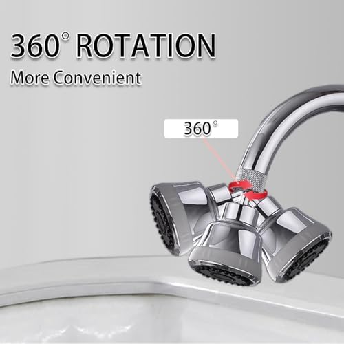 Faucet Aerator Faucet Sprayer Attachment, Kitchen Faucet Head Replacement with 4 Spray Modes, 360° Swivel Faucet Extender Anti-Splash Sink Sprayer Faucet Nozzle Head (Diamond, Silver) - Image 6