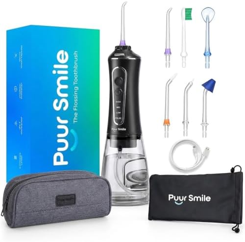 Professional Water Flosser - Advanced Dental Care for a Healthier Mouth, Gum, and Teeth - IPX7 Waterproof Oral Irrigator | 6 Replacement Tips, Travel-Friendly, Rechargeable - Oral Hygiene by PuurSmile