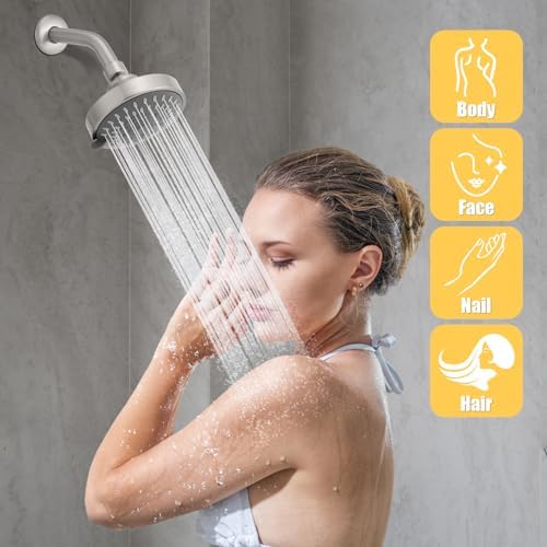 AISOSO High Pressure Rain Shower Head 5 Mode Showerhead 4.1" Brushed Nickel - Image 7