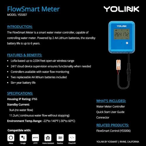 YoLink FlowSmart Kit: 0.5" Water Meter + Monitor + Hub - Image 7