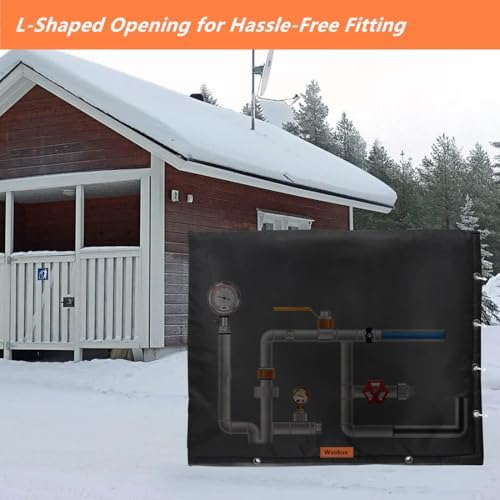 Backflow Preventer Insulation Cover,Outdoor Pipe Insulation Cover,Winter Well Head Cover Water Well Pump Covers Sprinkler Valve Cover 2-Way Opening (Black 24" W x 30" H) - Image 3