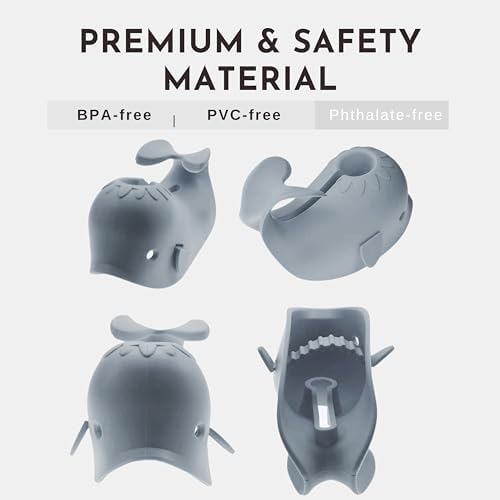 Bath Spout Cover for Bathtub,Baby Shower Protector Cover A Fun Way to Protects Baby from Bumping Head During Bathing Time Cute Soft Whale Design Making for Enjoyable Safe Baths (Grey) - Image 2