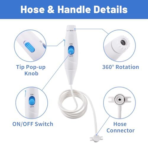 Replacement Hose and Handle Parts Compatible with Waterpik Water Flosser WP-100 WP-300 WP-660 WP-900 Series Oral Irrigator, Plastic Handle, Oral Hygiene Accessories (Slide Switch) - Image 4