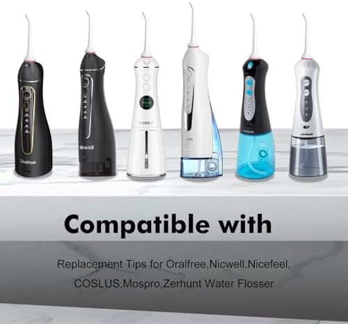 Cordro Replacement Tips for Oralfree,Nicwell,Nicefeel,COSLUS,Mospro,Zerhunt,McNaval Water Flosser, Replacement Heads Oral Irrigator Jet Tip Nozzel,White（3 Pack） - Image 2