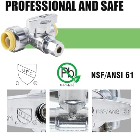 TTFLEX 1/2" x 1/2" x 1/4" Tee Valve Push to Connect Shut Off Valve 1/4 Turn - Image 5