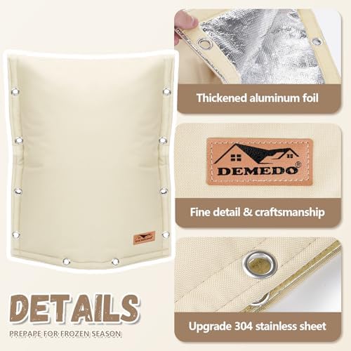 Backflow Preventer Insulation Cover - 3 Way Opening Pipe Insulation Cover for Irrigation Valve, Sprinkler Cover for Outside - Winter Freeze Protection Backflow Cover - 16" W x 20" H, Beige - Image 6