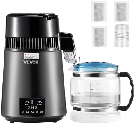 VEVOR Water Distiller, 4L /1.1 Gallon Pure Water Distilled for Home Table Countertop, 750W Distilling Maker with Glass Carafe, Stainless Steel Interior Drinking Machine to Make Clean Waters, Grey by VEVOR