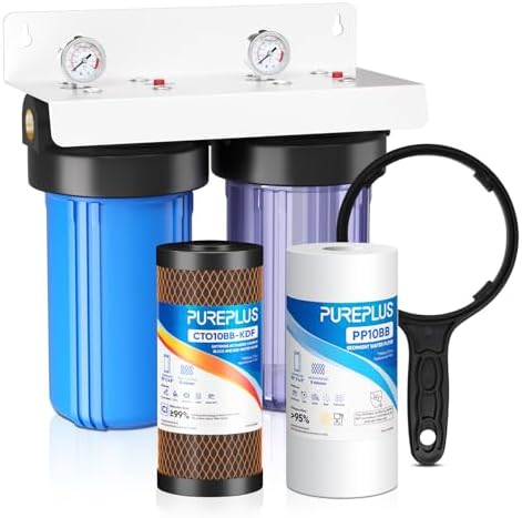 PUREPLUS 2-Stage Whole House Water Filter, PP Sediment & KDF Carbon by PUREPLUS