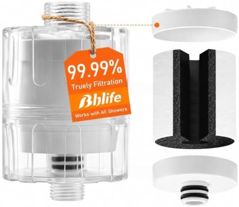 BBLIFE NSF Tested Transparent Shower Filter for Hard Water with Cartridge by BeBetterLife