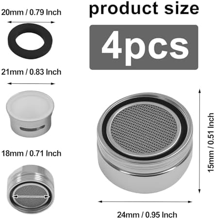 Hitefu 4 PCS 15/16 Inch Solid Brass Faucet Aerator - Image 3