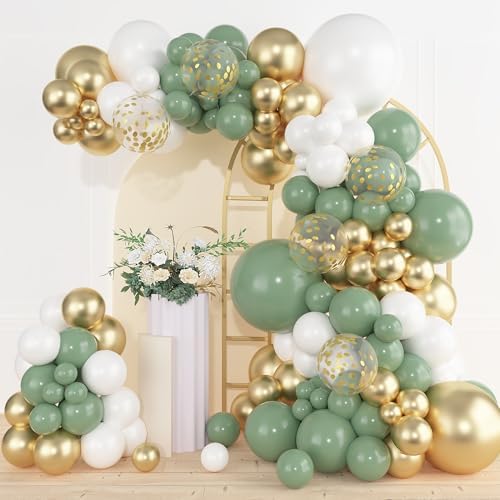 Amandir 153pcs Sage Green Gold Balloon Garland Arch Kit Different Sizes by Amandir