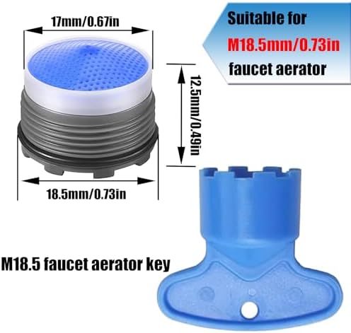 BOETOADG 8PCS Faucet Aerator M18.5, Plug-In Faucet Aerator Faucet Restrictor Replacement Parts for Kitchen Bathroom Sink Aerator with Key Removal Wrench Tool, 1.5GPM, 18.5mm/0.73inch - Image 2