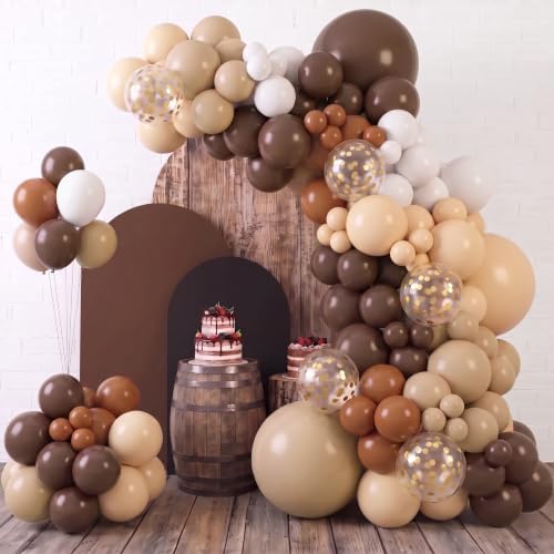 Amandir 153pcs Dark Light Brown Balloon Garland Arch Kit Different Sizes by Amandir