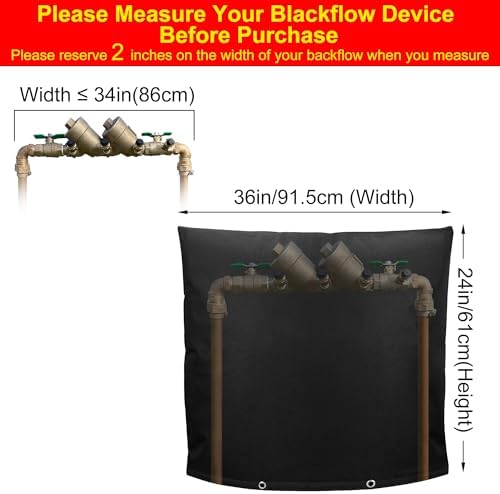 Backflow Preventer Insulation Weatherproof Covers, Pressure Vacuum Breaker Valve Insulated Covers Winter Freeze Protection, Outside Irrigation Sprinkler System Pipe Bag Pouch, 36" W x 24" H - Image 2