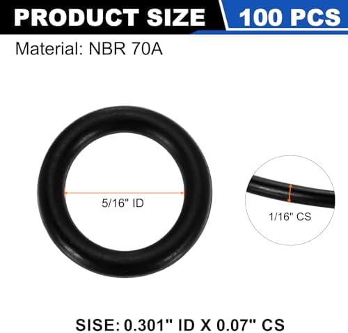 uxcell 100Pcs AS-011 NBR 70A O-Rings 5/16"ID x 1/16"CS/0.301"ID x 0.07"CS - Image 2