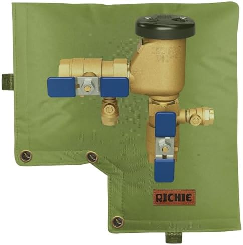 Backflow Preventer Insulated Cover (5°F) for Winter Freeze Protection, 13"W x 12"H Thickened Pressure Vacuum Breaker & Well Pump Cover, Outdoor Waterproof Insulation Pouch for Sprinkler Valve, Green by RICHIE