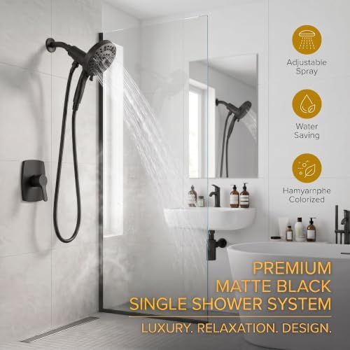 High Pressure Handheld Shower Head Matte Black- Anti-clog Nozzles, Built-in Power Wash to Clean Tub, Wall & Overhead Brackets,Magnetitc Rainfall Showerhead hand held - Image 3