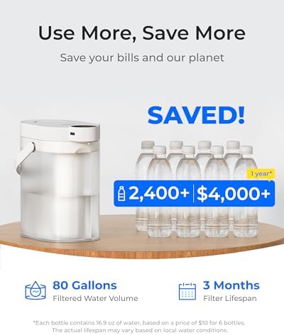 Waterdrop ED11L Alkaline Rechargeable Water Filter Dispenser, 15-Cup, White - Image 6