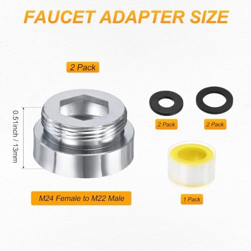 M METERXITY 2-Pack Faucet Adapter, M24 Female to M22 Male, for Kitchen - Image 3