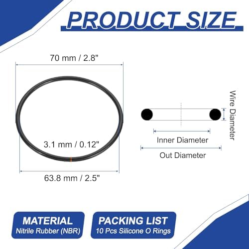 PATIKIL Silicone Sealing Rings 70x63.8x3.1mm Black 10Pcs - Image 2