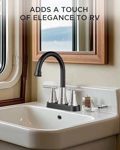 FORIOUS Black and Brushed Nickel Bathroom Faucet 4 Inch Centerset for RV - Image 6