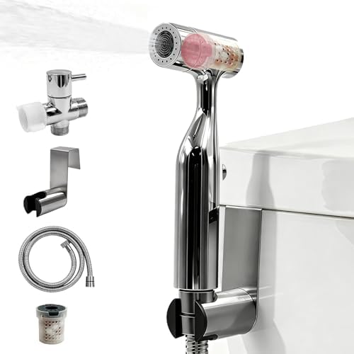 Daily Treasures Bidet Sprayer for Toilet with Replaceable Filters, Stainless Steel Handheld Bidet,Muslim Shower for Toilet, No-Push Hands-Free & Adjustable Water Pressure, Toilet Bidet Attachment by DailyTreasures