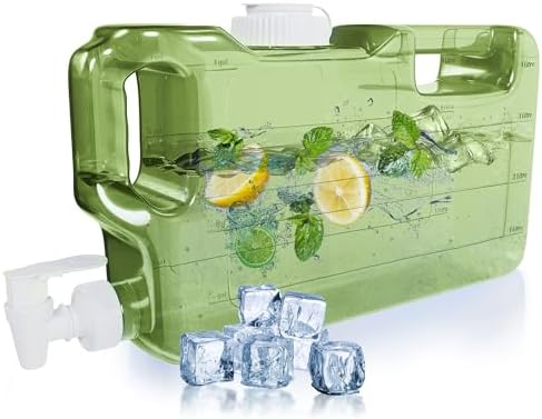 Refrigerator Water Dispenser 1.1 Gallon – Leak-Proof Slim Fridge Water Container with Spigot – BPA-Free Refillable Water Jug (Lime Green) by Hydrafitt
