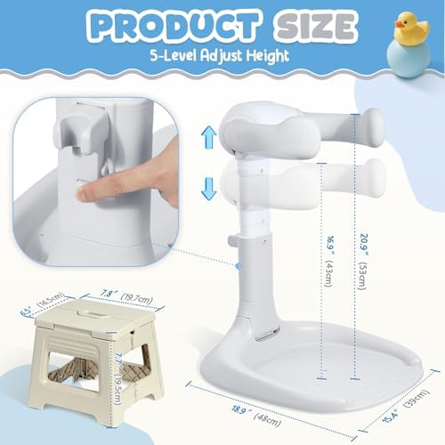 Orzbow Collapsible Baby Shower Stand with Chair, Adjustable Height, Gray - Image 2