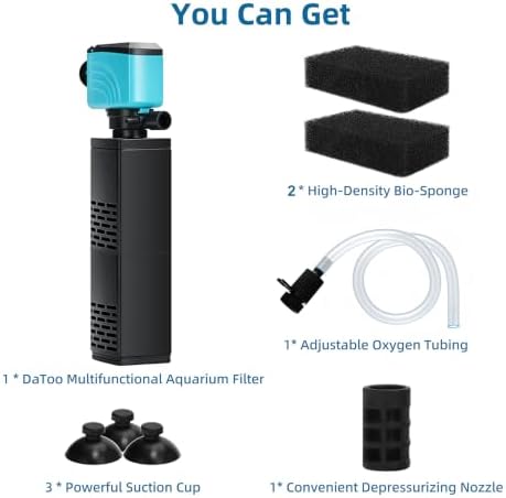DaToo Aquarium Filter 55-150 Gallon Fish Tank Filter 450GPH Powerful Pump For Aquariums Adjustable Air Flow Submersible Internal Aquarium Filters For Pond Wavemaker Air Supply Freshwater And Saltwater - Image 7