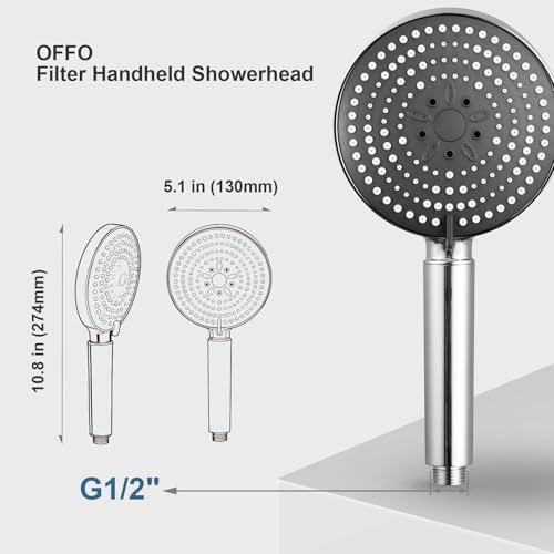 OFFO Filtered Shower Head with Hose, 20 Stage Shower Head with Filters for Hard Water with 60" Stainless Steel Hose, 6 Modes High Pressure Showerhead to Remove Chlorine, Chrome - Image 5