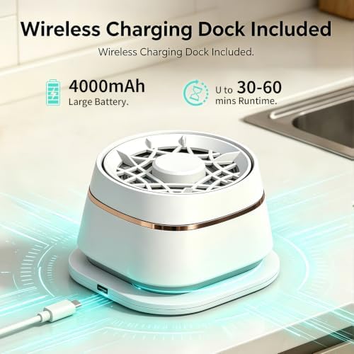Portable Fruit and Vegetable Washing Machine, 20W Electrolytic Ion Spin Cleaner with Water Test Strips, IPX7 Waterproof Wireless Produce Purifier, Smart Auto-Start, USB Charging - Image 4