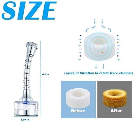 Sink Water Filter,360° Rotating Faucet Water Filter,Kitchen Bathroom Universal Swivel Sink Filter,with Extension Tube Removes Chlorine Fluoride Heavy Metals Hard Water for Home Kitchen - Image 2